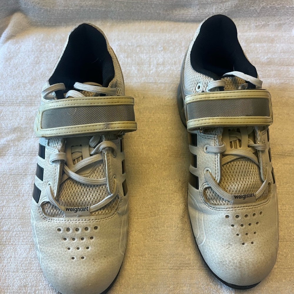 Adidas White and Black Sneakers with Perforated Details